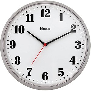 Relógio de Parede Herweg 6126-024 Quartz Redondo 26cm Cinza