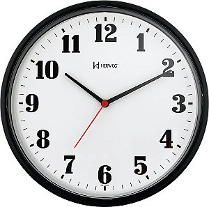 Relógio de Parede Herweg 6126-034 Quartz Redondo 26cm Preto