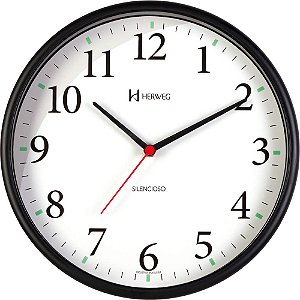 Relógio de Parede Herweg 6182-034 Redondo Quartz Preto - Relógios NextTime