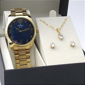 Kit Relógio Champion Feminino CN26715K Colar + Brincos