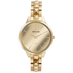 Relógio Feminino Seculus  Espelhado Dourado 77168LPSVDS1