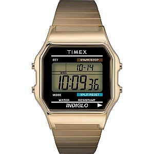 Relógio Timex Digital Quadrado Dourado T78677