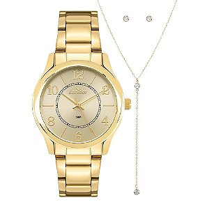 Kit Relógio Condor Feminino Dia A Dia Dourado - CO2035NRD/K4X