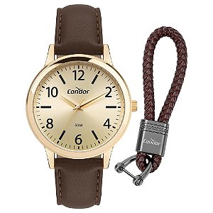 Kit Relógio Condor Masculino Dia A Dia Dourado CO2035NRS/K3X