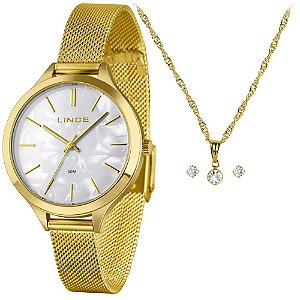 Kit Relógio Feminino Lince Dourado LRGM022L36 K0FLB1KX