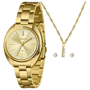 Kit Relógio Feminino Lince Dourado LRGM049L36 K0H4C1KX