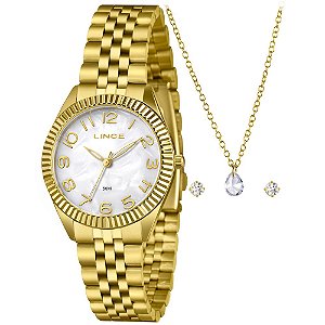 Kit Relógio Feminino Lince Dourado LRGM063L36 K0J4B2KX
