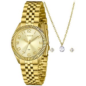 Kit Relógio Feminino Lince Dourado LRGM063L36 K0J5C2KX