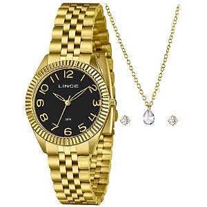 Kit Relógio Feminino Lince Dourado LRGM063L36 K0J6P2KX