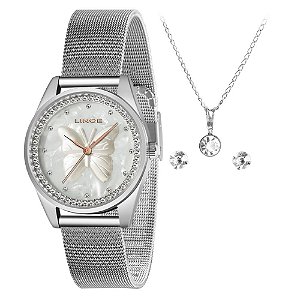 Kit Relógio Lince Feminino Prata LRMJ146L KN98B1SX