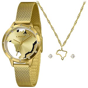 Relógio Lince Feminino Kit Colar e brincos Brasil – LRG4868L34