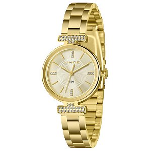 Relógio Lince Feminino Dourado Cristais – LRGH259L30