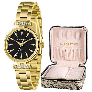Relógio Lince Feminino Dourado e Porta-Joias – LRGH300L30