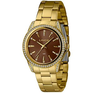 Relógio Lince Feminino Dourado com Cristais LRGJ160L40 N1KX