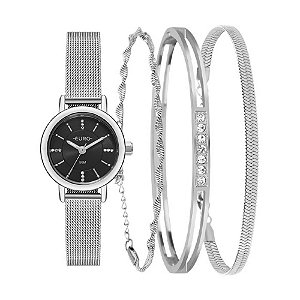Kit Relógio Euro Feminino Soul Elegante Prata EU2036YWG/K4P