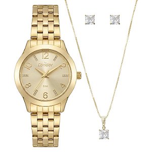 Kit Relógio Condor Feminino Mini Dourado - CO2035ODS/K4X