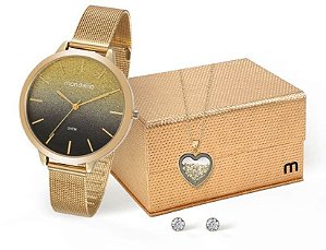 Relógio Mondaine Feminino 53618LPMKDE2K1 + Colar e brincos