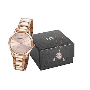 Relógio Mondaine Feminino 53922LPMGRE4K1 + Colar e brincos