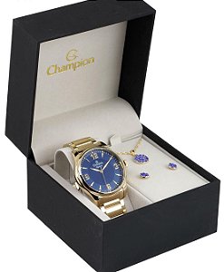 Relógio Champion Feminino Elegance CN27778K + Colar e brincos