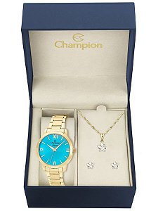 Kit Relógio Champion Elegance Feminino CN25403Y com Colar e Brincos