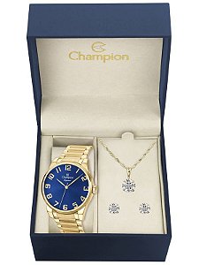 Kit Relógio Champion Elegance Feminino CN27652K com Colar e Brincos