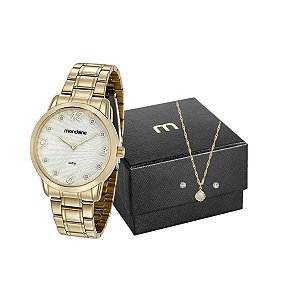 Kit Relógio Mondaine Feminino 83371LPMVDE1K1 com colar