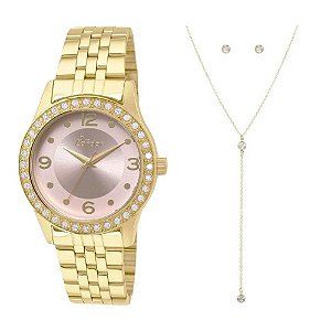 Kit Relógio Condor Feminino CO2035KOX/K4T + colar e brincos