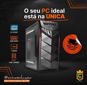 Computador UNICA Intel I3 10105F, 04GB DDR4, SSD 240GB