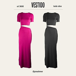 Vestido Longo Allure Strong Manga Curta Lateral