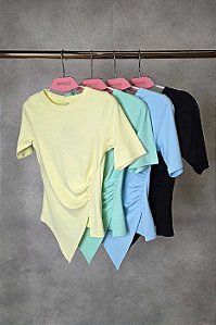 Blusa Manga Curta Stella Maris Frente Franzida