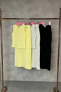 Conjunto Tricot Scarlet Saia com abertura e Regata