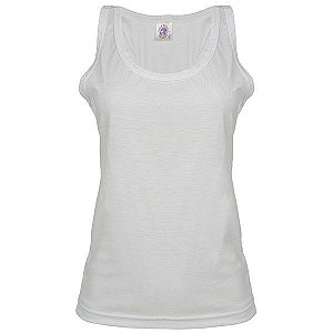 Camiseta Regata Feminina 100% Poliester - Branca - Sublima e Ação