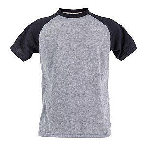 Camiseta Raglan Cinza - Manga Preta