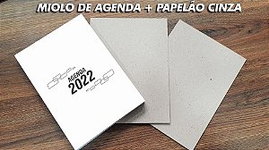 MIOLO DE AGENDA 2022 + PAPELÃO CINZA- 350 PÁGINAS - OFFSET 75G. PB - Embalagem unitária