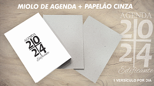 MIOLO DE AGENDA EDIFICANTE 2024 + PAPELÃO CINZA- 350 PÁGINAS - OFFSET 75G. PB - Embalagem unitária