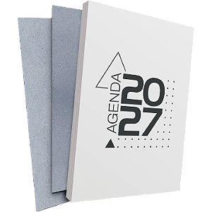 MIOLO DE AGENDA 2027 - MODELO DESIGN + PAPELÃO CINZA- 350 PÁGINAS - OFFSET 75G. PB - Embalagem 05 unidades