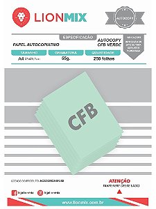 PAPEL AUTOCOPIATIVO CFB 55g. VERDE - A4 PCT 250 FOLHAS