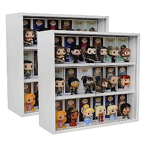 Expositor para funko pop MDF 3 vãos (para caixas e pops) branco - kit 2 unidades