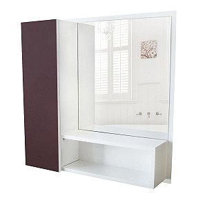 Armário MDF para banheiro com espelho, nicho, porta colorida, espelheira - Trufa