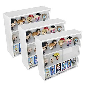 Expositor Para Funko Pop Mdf (3 Vãos), Portas Vidro, Branco