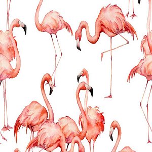 Papel de Parede Adesivo Vinílico Lavável Foto Mural Flamingo fundo Branco