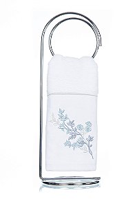 Toalha de Lavabo Bordado Blue Flower Super Luxo