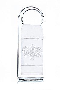 Toalha de Lavabo Bordado Kamy Prata Super Luxo
