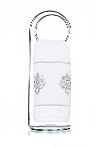 Toalha de Lavabo Bordado Ravena Prata Super Luxo