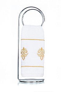 Toalha de Lavabo Bordado Ravena Dourado Super Luxo