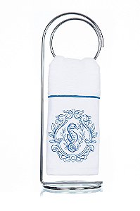 Toalha de Lavabo Bordado Cavalo Marinho Super Luxo