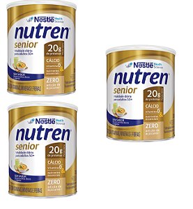 Nutren Senior Pó Sem Sabor 370g - Nestlé - Kit Promocional com 03 latas