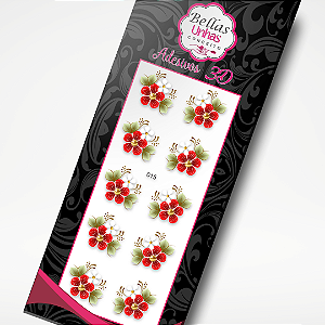 Adesivo para Unhas - Flores Vermelhas