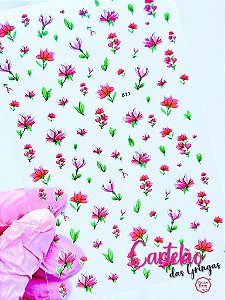 Flores Realistas Rosa com folhagens - Cartelão das Gringas