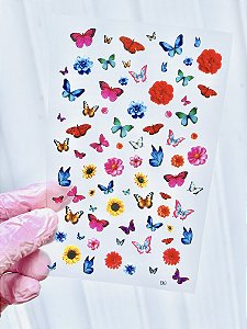 Borboletas e Flores Realista - Cartelão das Gringas